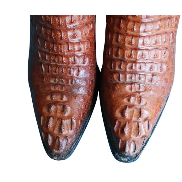 Vintage 60s 70s SAFARI Exotic Leather Crocodile Cowboy Boots Men 9 EE Extra Wide - Picture 5 of 10